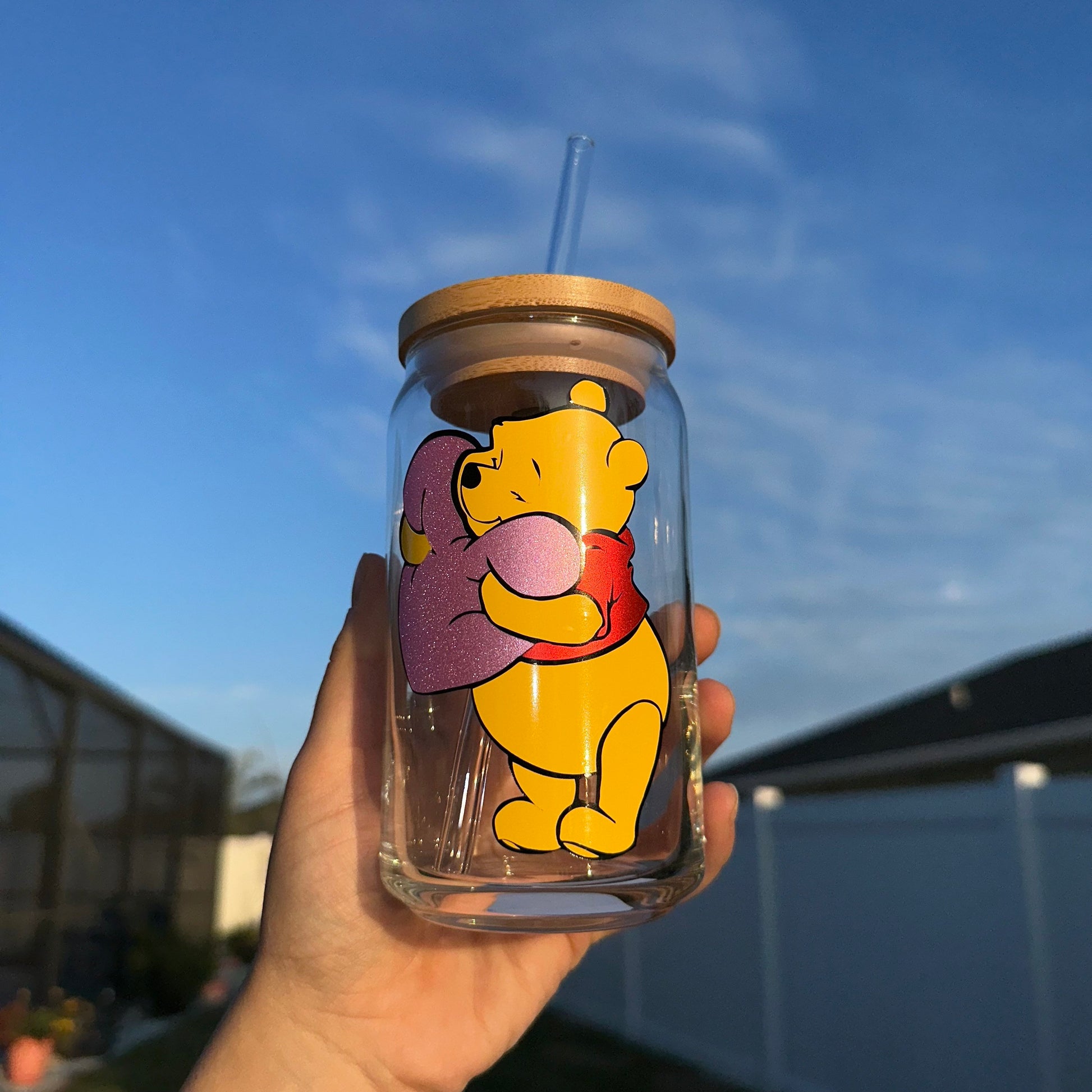 Winnie the Pooh Valentine's day glass Coffee Cup image 0