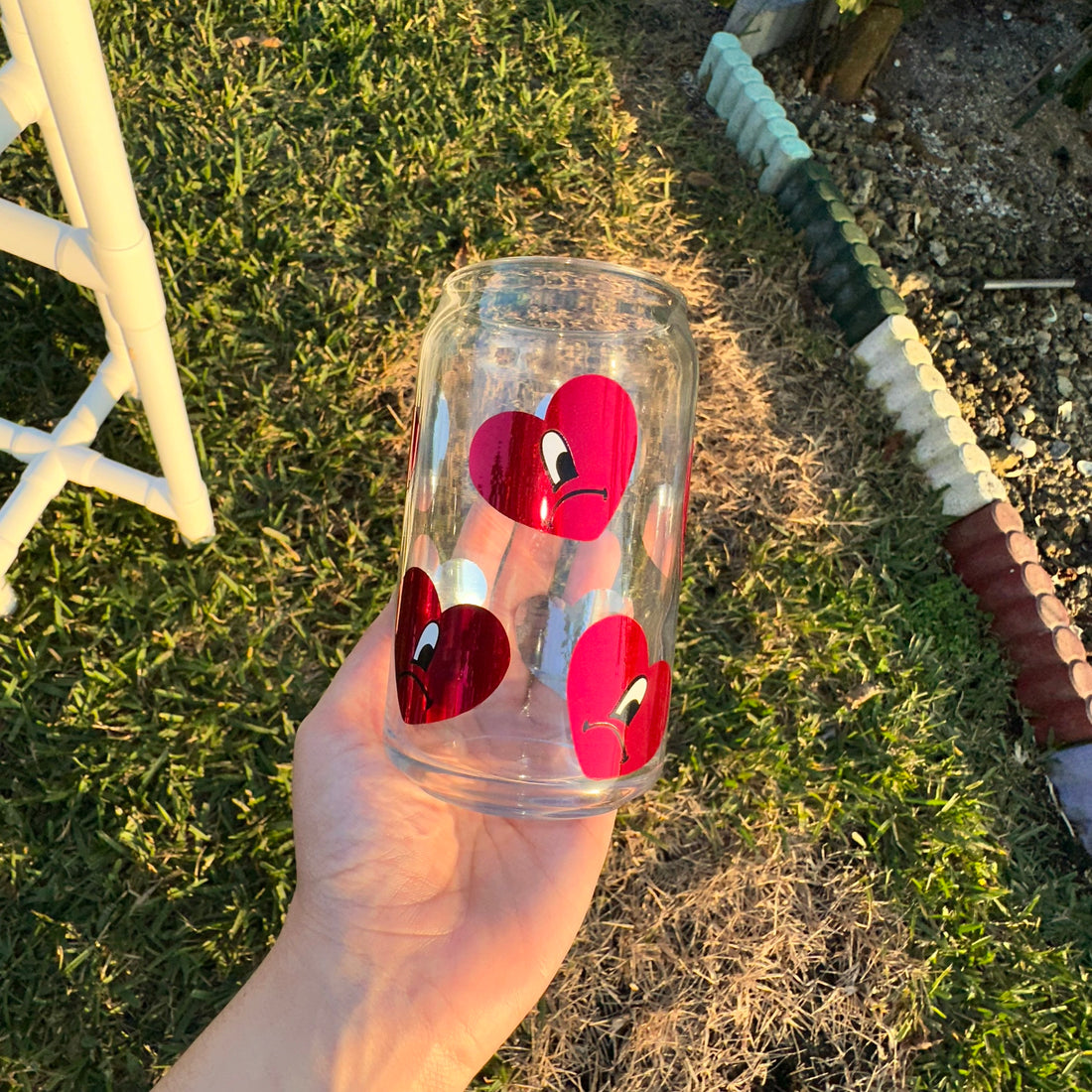 Valentineâ€™s day Bad Bunny Glass Cup image 0