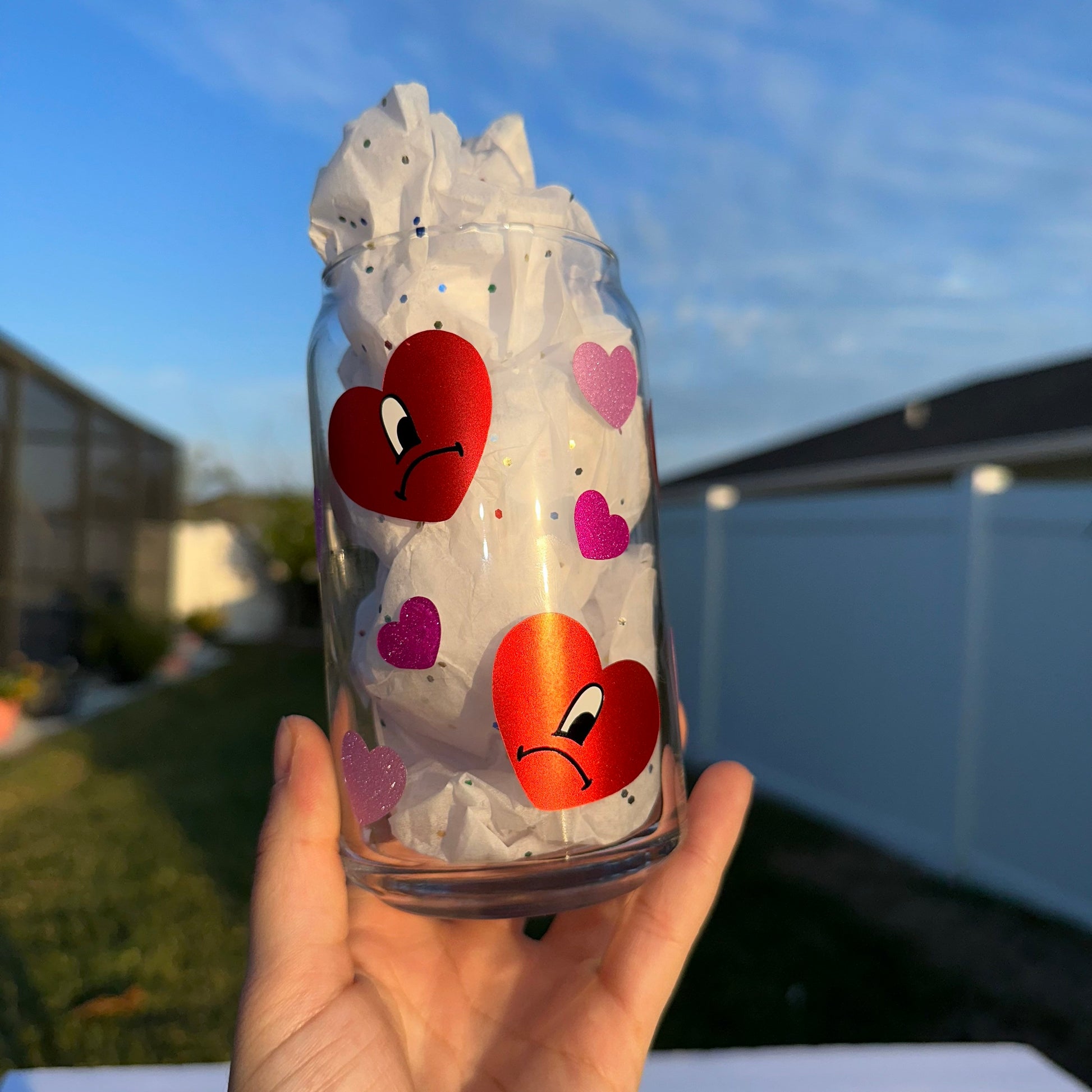Valentineâ€™s day Bad Bunny Glass Cup image 0