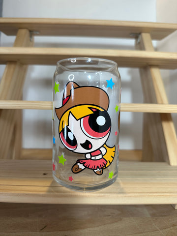 Cowgirl Powerpuff Girls Glass Cup image 0