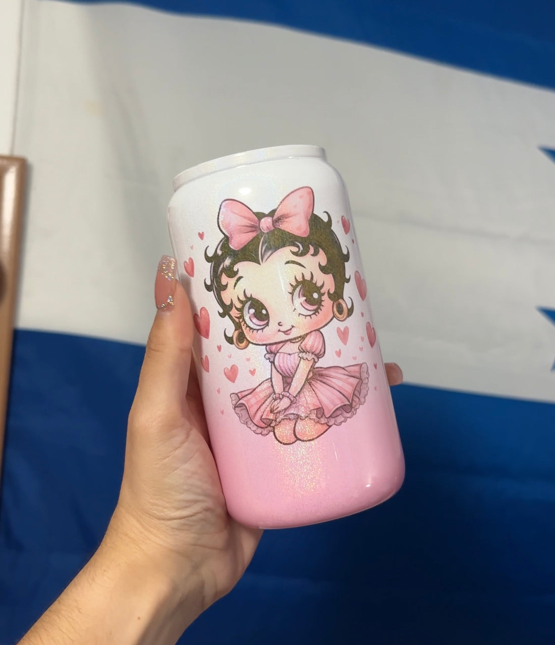 Betty Boop Glitter Glass Cup image 0