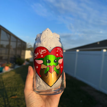 Yoda Valentine’s day Glass Cup image 0